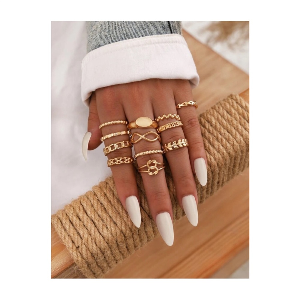 Brand New Assorted Geometric Midi Ring Set